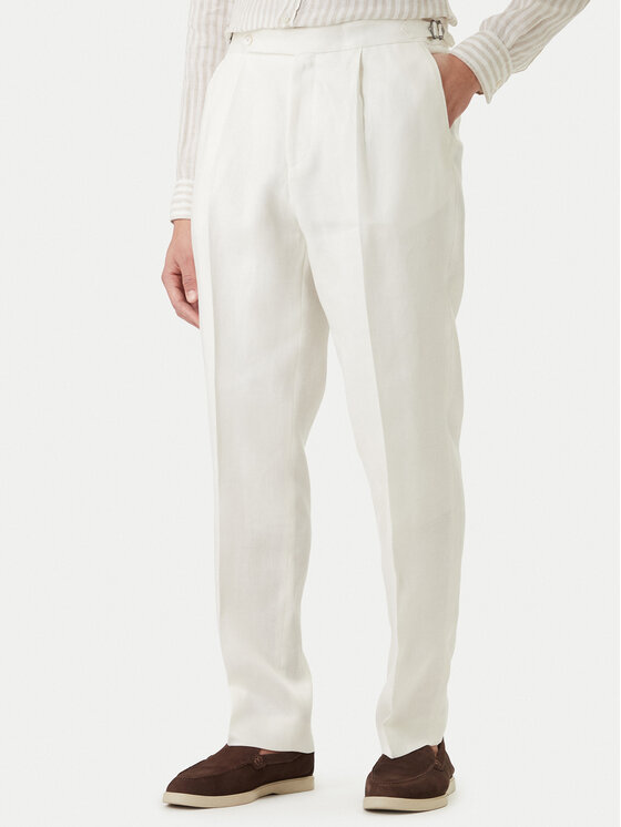BOSS BOSS Szövet nadrág H-Perino 50563231 Fehér Relaxed Fit