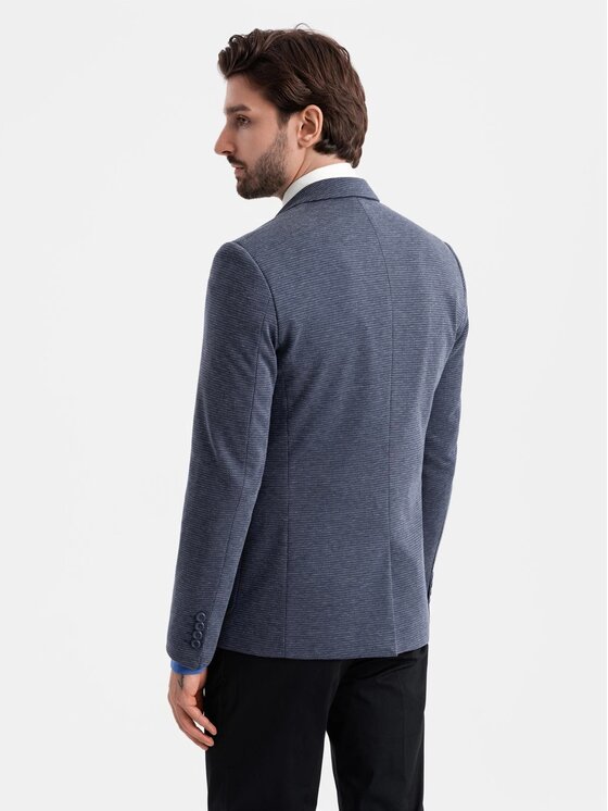 Ombre Ombre Marynarka OM-BLZB-0129 Granatowy Regular Fit