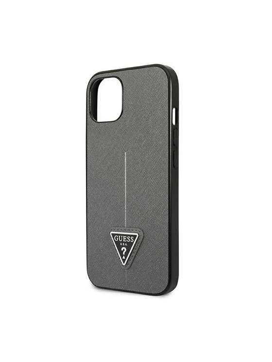 Guess Guess Etui na telefon Saffiano Triangle Logo Case Srebrny