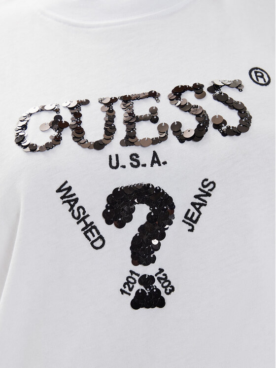 Guess Guess Tricou Aurelie V4YI06 I3Z14 Alb Boxy Fit