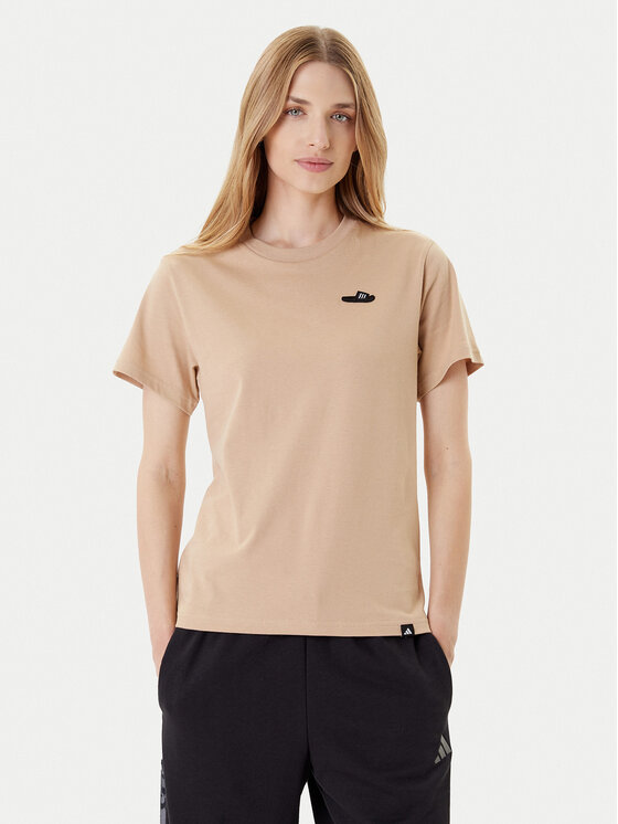 adidas adidas Тишърт Slide Graphic JZ1037 Бежов Regular Fit