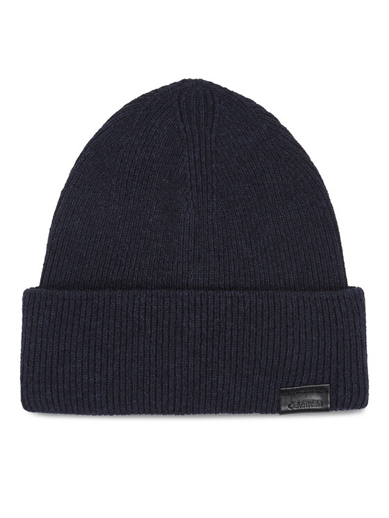 Calvin Klein Cepure Leather Patch Docker Beanie K50K510978 Tumši zils