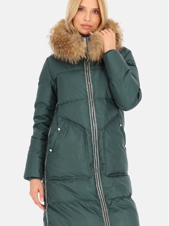 Perso Perso Kurtka damska BLH241001FXR Zielony Regular Fit