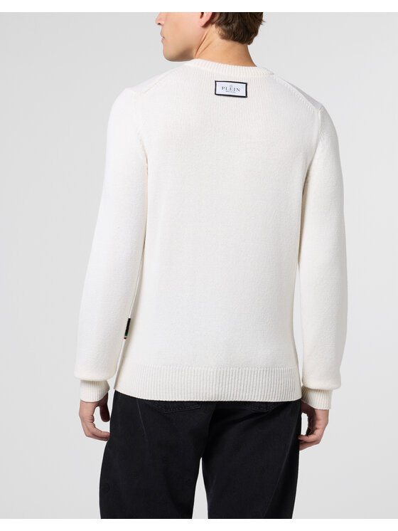 PHILIPP PLEIN PHILIPP PLEIN Sweter 29919 Biały Regular Fit