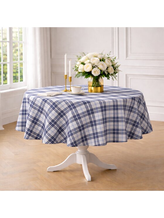 Roseberry Home Roseberry Home Obrus Blue Plaid Biały