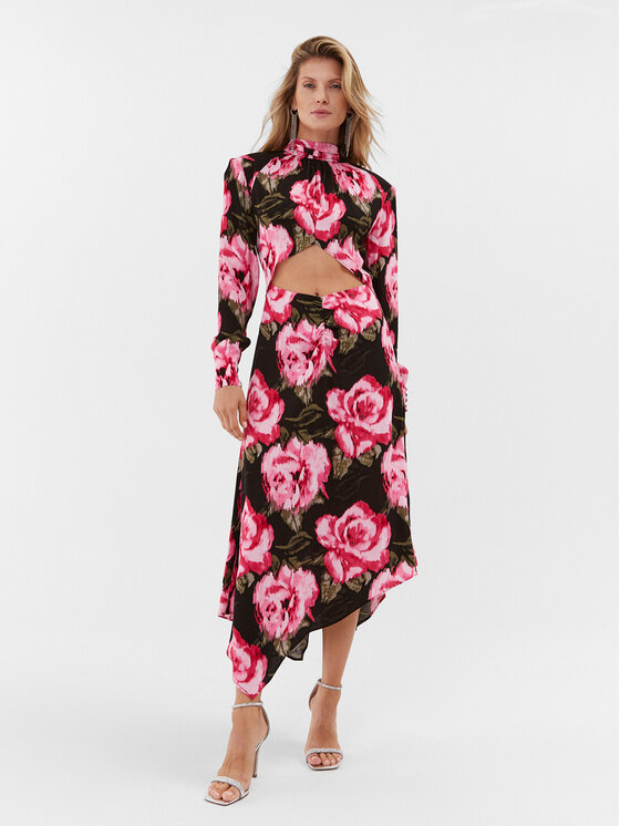 ROTATE ROTATE Kokteilinė suknelė Jacquard Midi 1112502840 Spalvota Regular Fit
