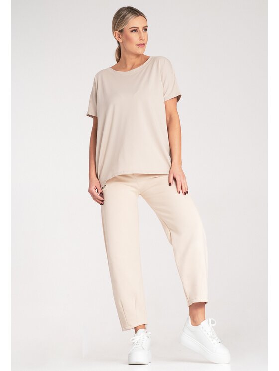 FIGL FIGL T-shirt M1164 Beige Regular Fit