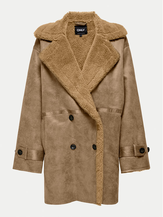 ONLY ONLY Fellmantel Ylva 15322402 Braun Regular Fit
