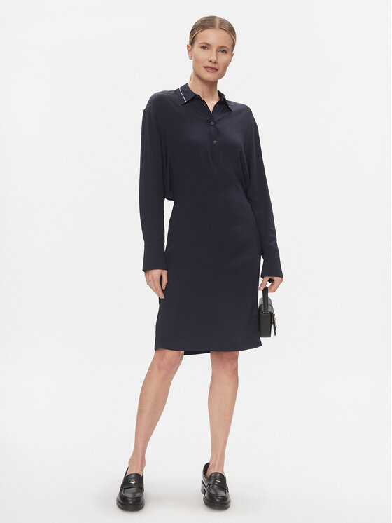 Tommy Hilfiger Tommy Hilfiger Haljina košulja Smd Detail Fluid Knee Dress WW0WW41009 Tamnoplava Regular Fit