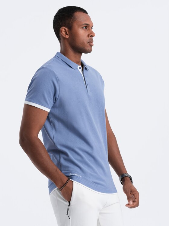 Ombre Ombre Polokošile OM-POSS-0113 Modrá Fitting Fit