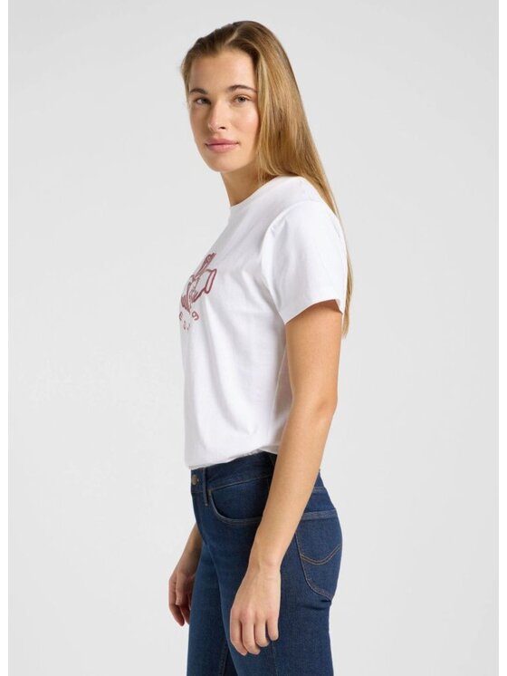 Lee Lee T-Shirt SMALL GRAPHIC TEE 1 Biały Regular Fit