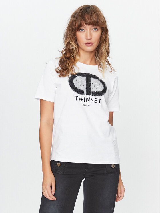 TWINSET TWINSET T-Shirt 232TT240B Biały Regular Fit