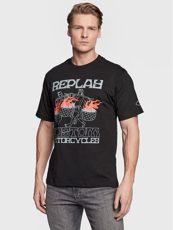 Replay T-Shirt M6520.000.2660 Czarny Regular Fit | Modivo.pl