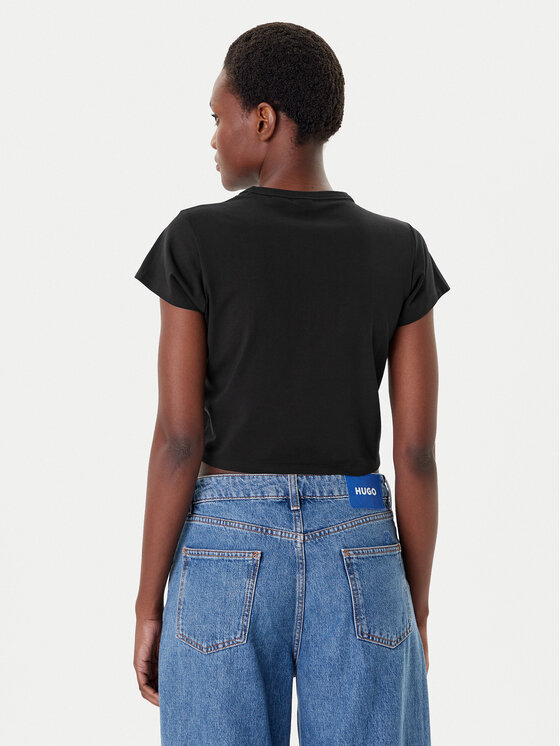 HUGO HUGO T-shirt Rhinestone 50551404 Crna Slim Fit