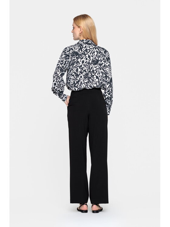 EMOI EMOI Spodnie materiałowe eleganckie szerokie Czarny Feminine Fit