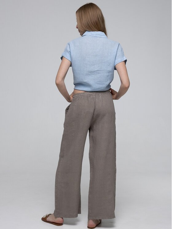 Perso Perso Spodnie materiałowe PTE267299F Beżowy ciemny Wide Leg