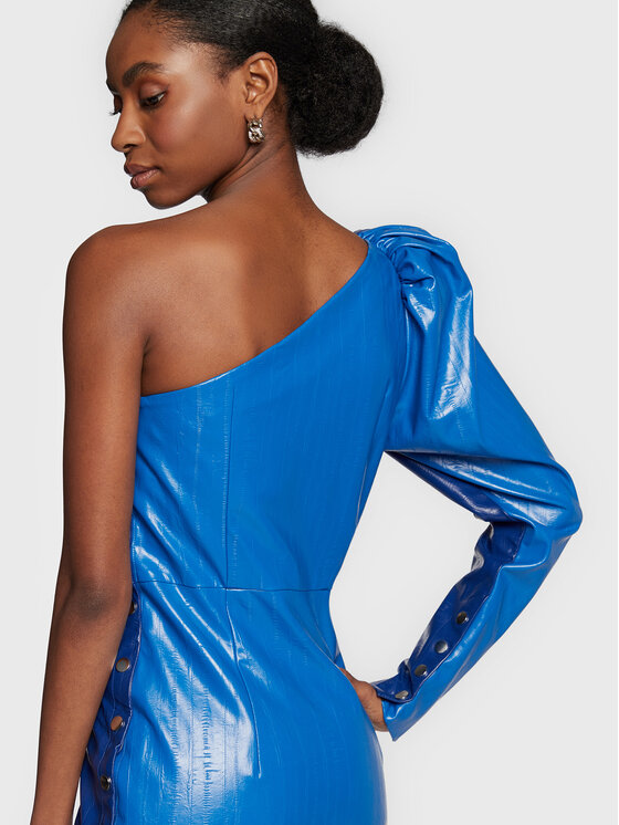 Vestito in similpelle Colourblock RT1778 Blu scuro...