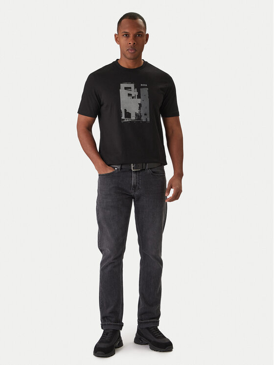 BOSS BOSS Футболка Imprint 50556007 Чорний Regular Fit