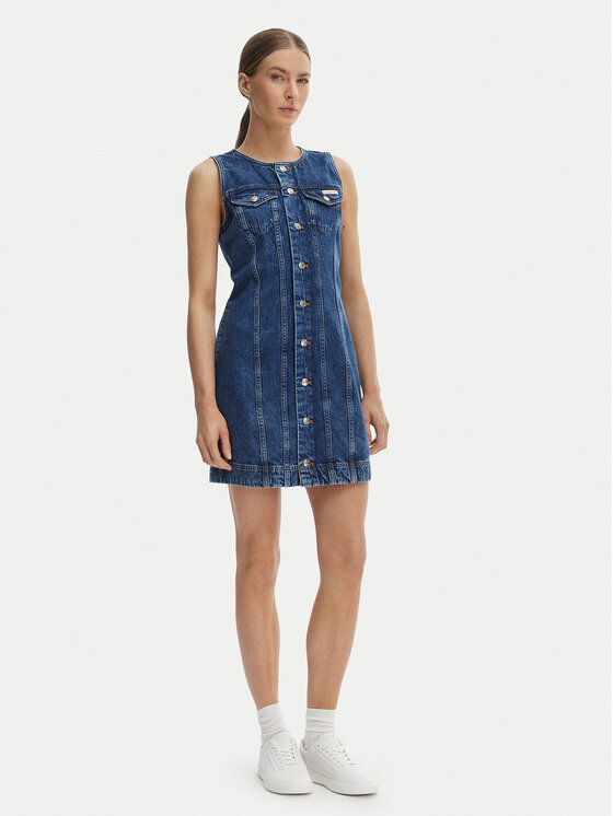 Calvin Klein Jeans Calvin Klein Jeans Дънкова рокля LV047F761G Тъмносин Slim Fit