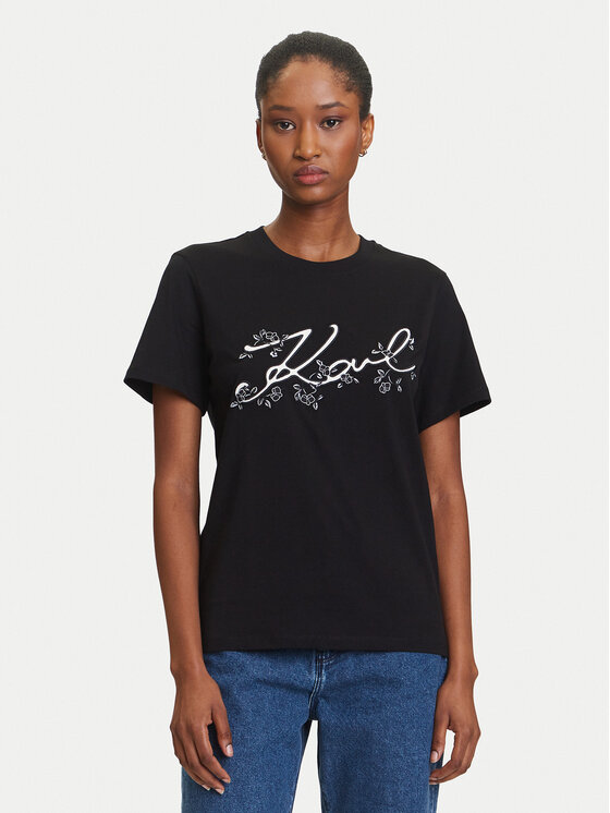 KARL LAGERFELD Damski T-Shirt, rozmiar S, Czarny, A3W17018