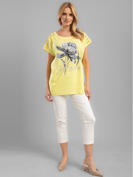 Perso Perso T-Shirt TCE242202F Žlutá Regular Fit