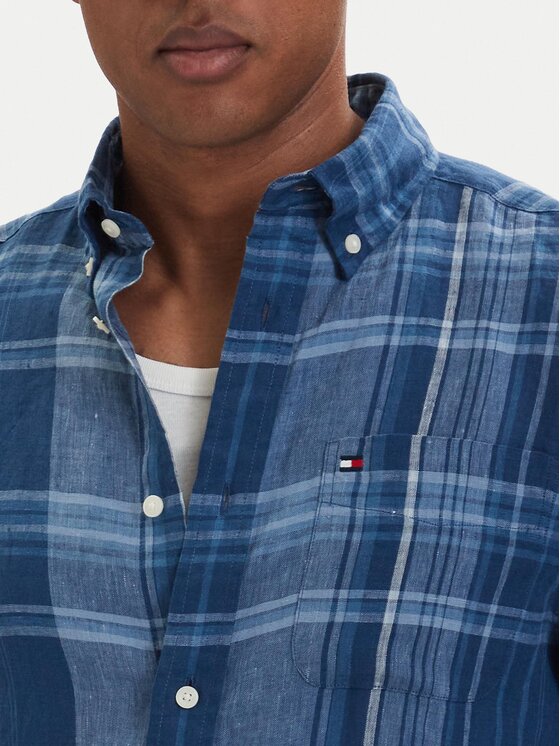 Tommy Hilfiger Tommy Hilfiger Srajca Madras Check MW0MW42399 Modra Regular Fit