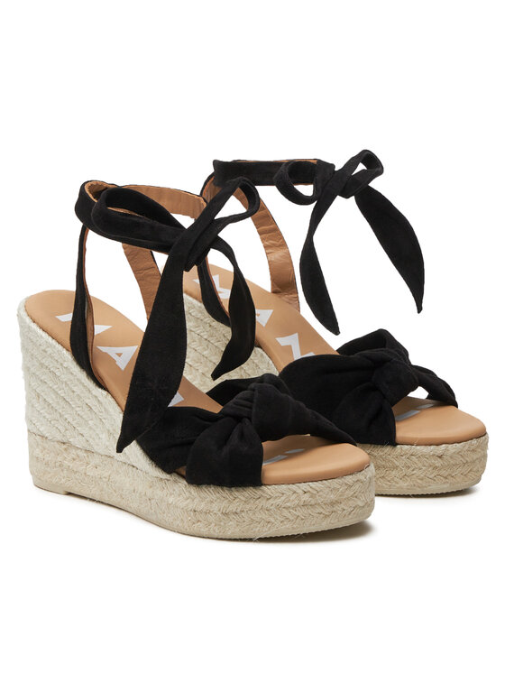 Manebi Manebi Εσπαντρίγιες Hamptons Wedge Espadrilles With Knot K 1.0 WS Μαύρο