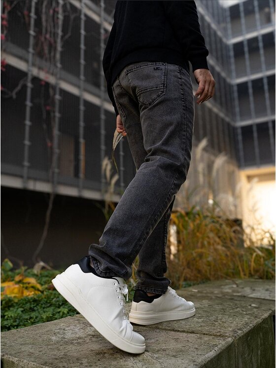 Urban City Urban City Jeansy Spodnie Jeansowe Męskie Ciemne Szare UrbanCity Pocket Logo 34 Szary Regular Fit