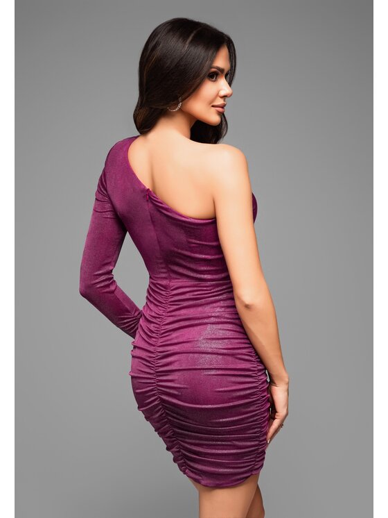 Ombre Ombre Sukienka koktajlowa LA-OM-DLR026 Bordowy Regular Fit
