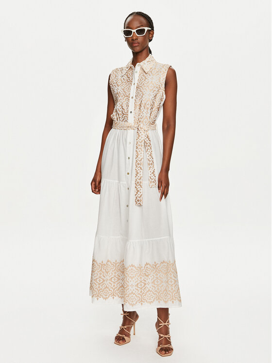 ViCOLO ViCOLO Sommerkleid TB2820 Weiß Regular Fit