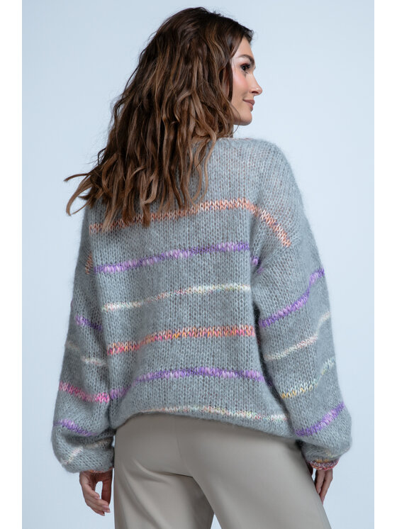 Fobya Fobya Sweter F1844 Szary Regular Fit