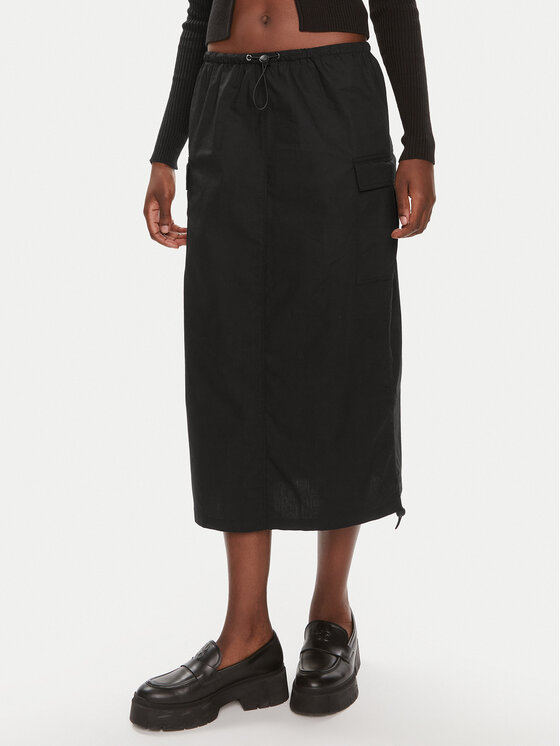 Brave Soul Brave Soul Midi suknja LSKW-272KELISBK Crna Straight Fit