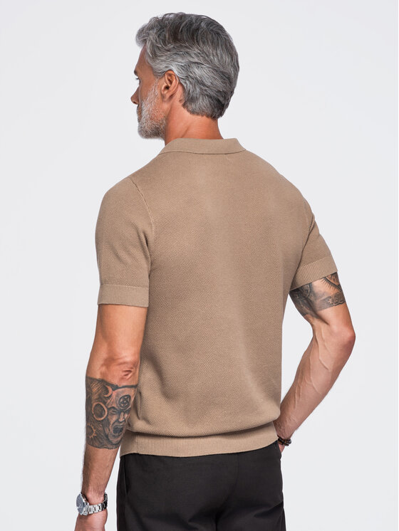 Ombre Ombre Polo OM-POSS-0178 Brązowy Regular Fit