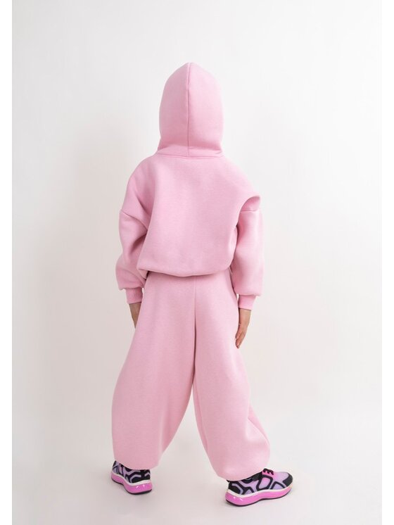 DKaren Sport DKaren Sport Komplet bluza i spodnie materiałowe DK-K-B27 Kids Różowy jasny Balloon Fit