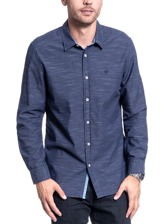 Mustang Mustang Camicia CLEMENS BDC SLUB Blu Regular Fit