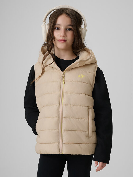 4F 4F Kamizelka OUTERWEAR Beżowy Regular Fit