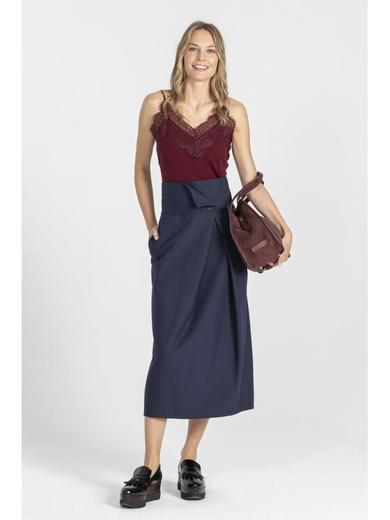 Deni Cler Milano Deni Cler Milano Spódnica maxi T-DC-7050-E5-40-58-1 Granatowy Regular Fit