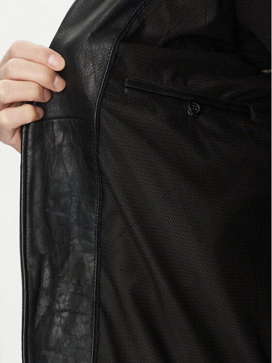 Mustang Mustang Lederjacke Rivo 310-24-050 Schwarz Regular Fit