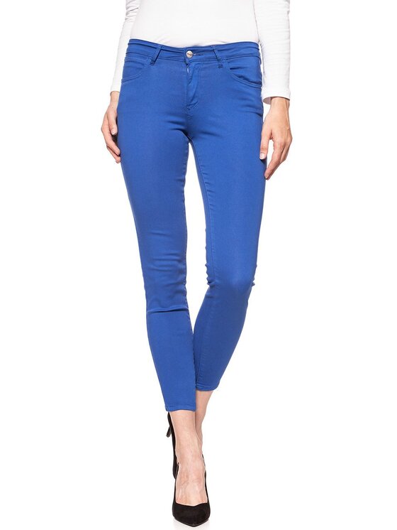 Wrangler Wrangler Spodnie materiałowe SKINNY CROP Niebieski Slim Fit