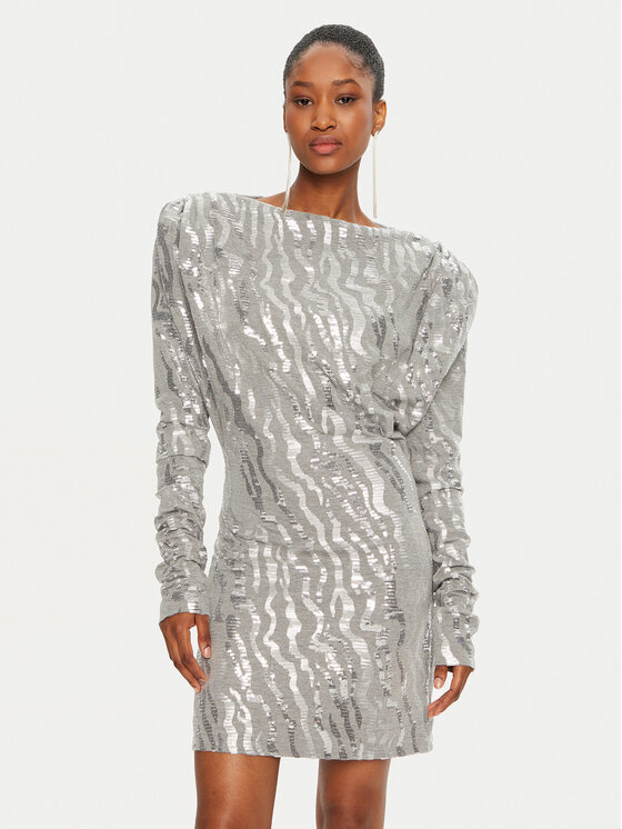 ROTATE ROTATE Coctailkleid 113438720 Silberfarben Regular Fit