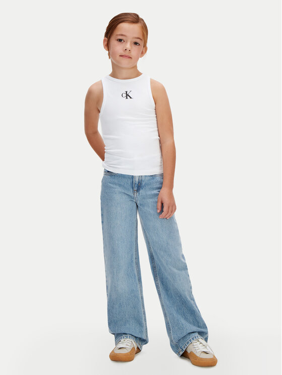 Calvin Klein Jeans Calvin Klein Jeans Top LVCKSJB10G Biały Slim Fit