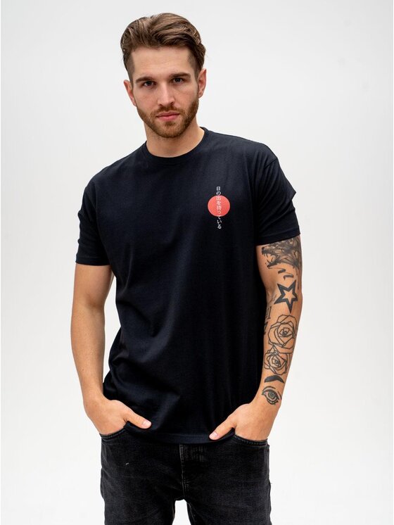 MyStars MyStars T-Shirt Koszulka Z Krótkim Rękawem My Stars Japan Sunset Czarna L Czarny Regular Fit