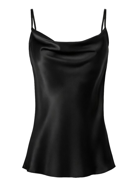 Cat&Cat Cat&Cat Top jedwabny z dekoltem woda Czarny Regular Fit