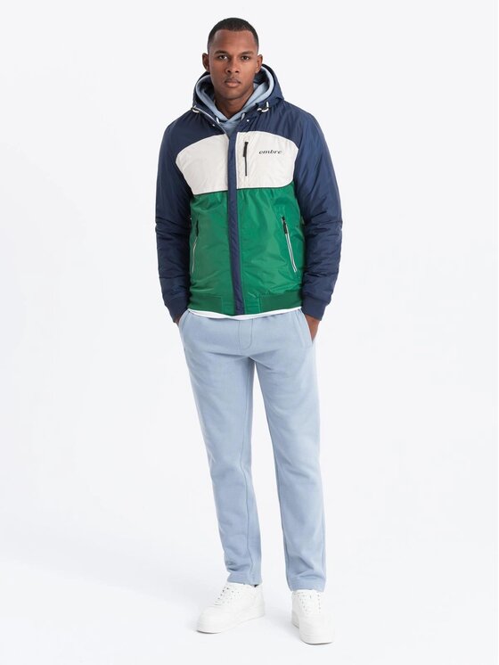 Ombre Ombre Kurtka przejściowa OM-JANP-0194 Zielony Regular Fit