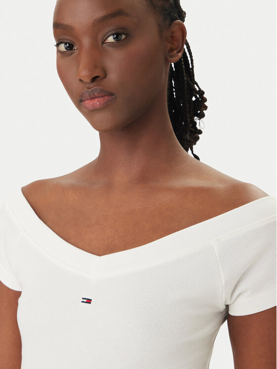 Tommy Jeans Tommy Jeans Blusa DW0DW22265 Bianco Slim Fit