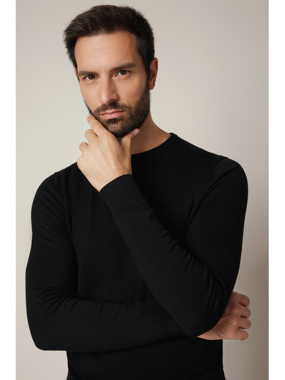 Lancerto Lancerto Sweter Luell SW073225000054 Czarny Regular Fit