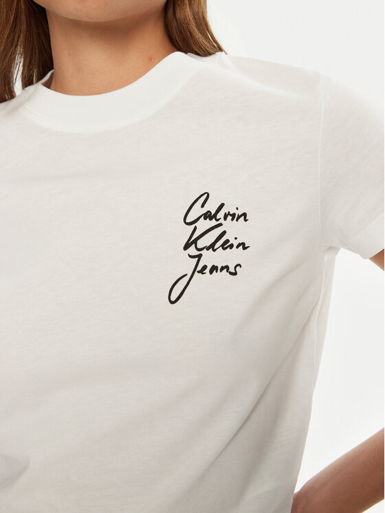 Calvin Klein Jeans Calvin Klein Jeans T-shirt Script Institutional J20J224984 Bijela Slim Fit
