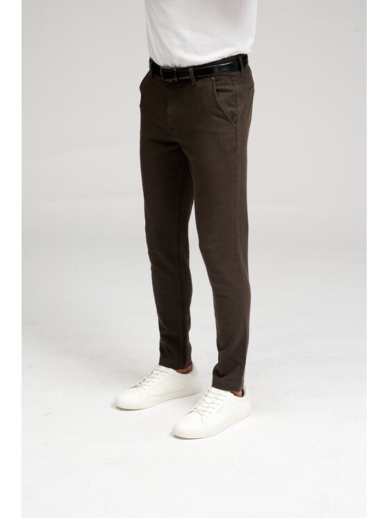 TeeShoppen TeeShoppen Chinosy 'Perform Collection' Brązowy Slim Fit