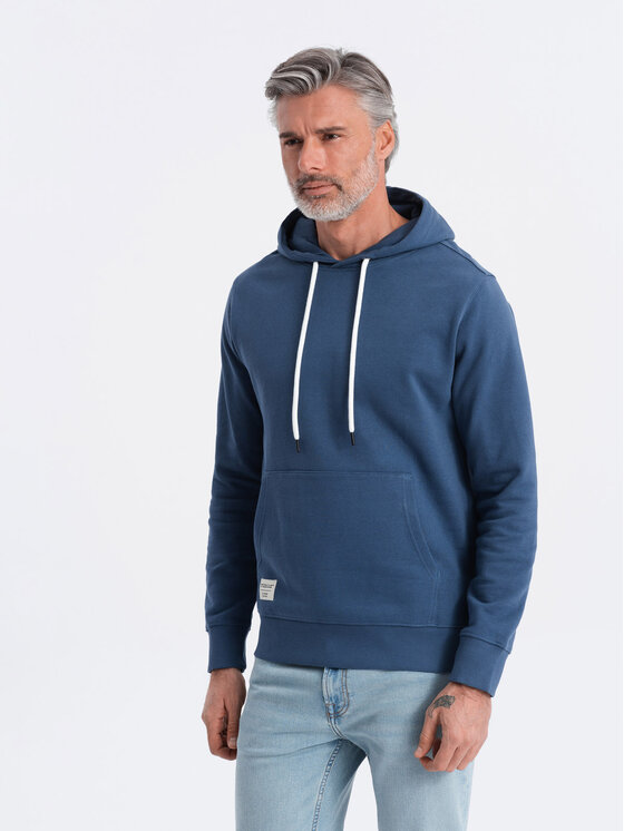Ombre Ombre Mikina OM-SSBN-0177 Tmavomodrá Classic Fit