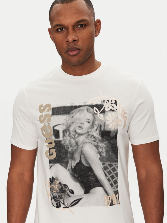 Guess Guess Tričko M5GI33 KBW41 Biela Classic Fit